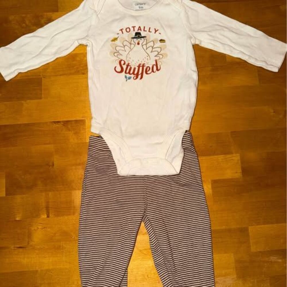 Carter's Baby Boy Size 9M Thanksgiving Turkey Outfit Set